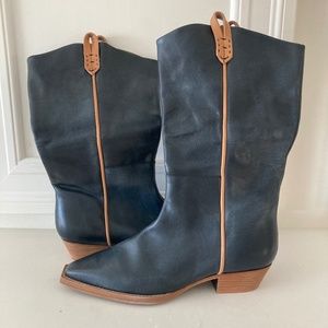 We The Free Montage Tall Black Leather Boots Sz 39.5